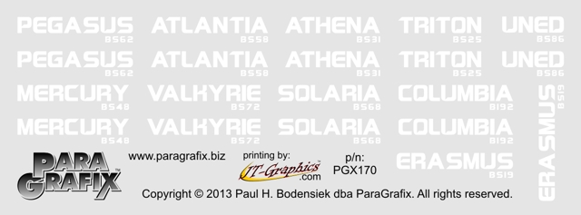 Battlestar Pegasus Registry Decals